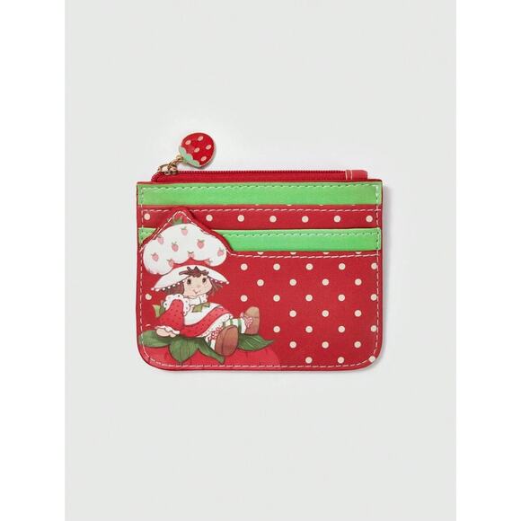 Strawberry Shortcake Polka Dot Cardholder Zip Coin Pouch w/ Cute Zipper Pull - Picture 1 of 4